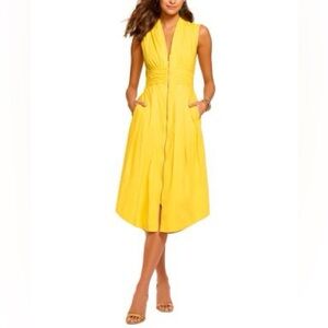 Ramy Brook Sunny Yellow Midi V-Neck Dress